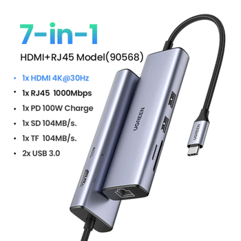 [90568/CM512] UGREEN STATION D'ACCUEIL USB-C 7en1 (HDMI4K) CM512